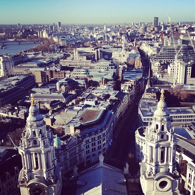 Overlooking London from the very top of St. Paul's Cathedral. My mother had warned me that it would be a lot of stairs...and it was A. LOT. OF. STAIRS. It was quite a work out. But the view was more than worth it. SO worth it. 